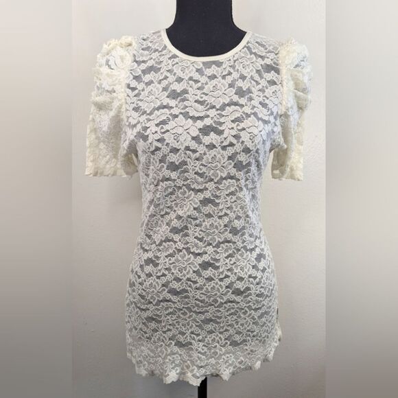 Bebe 90s Y2K Lace Fairycore Whimsigoth Rock Glam Romantic Witchy Feminine LG Top - Picture 1 of 10